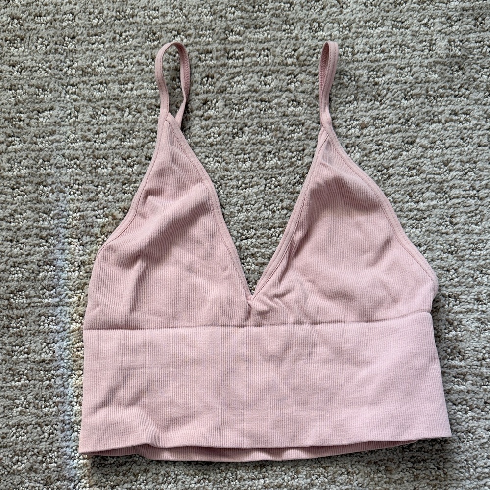 Free People Pink Ribbed Tank